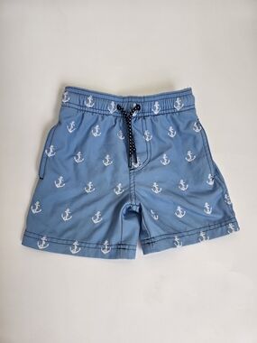 Light Blue Anchor Print Swim Trunks Shade Critters 3T